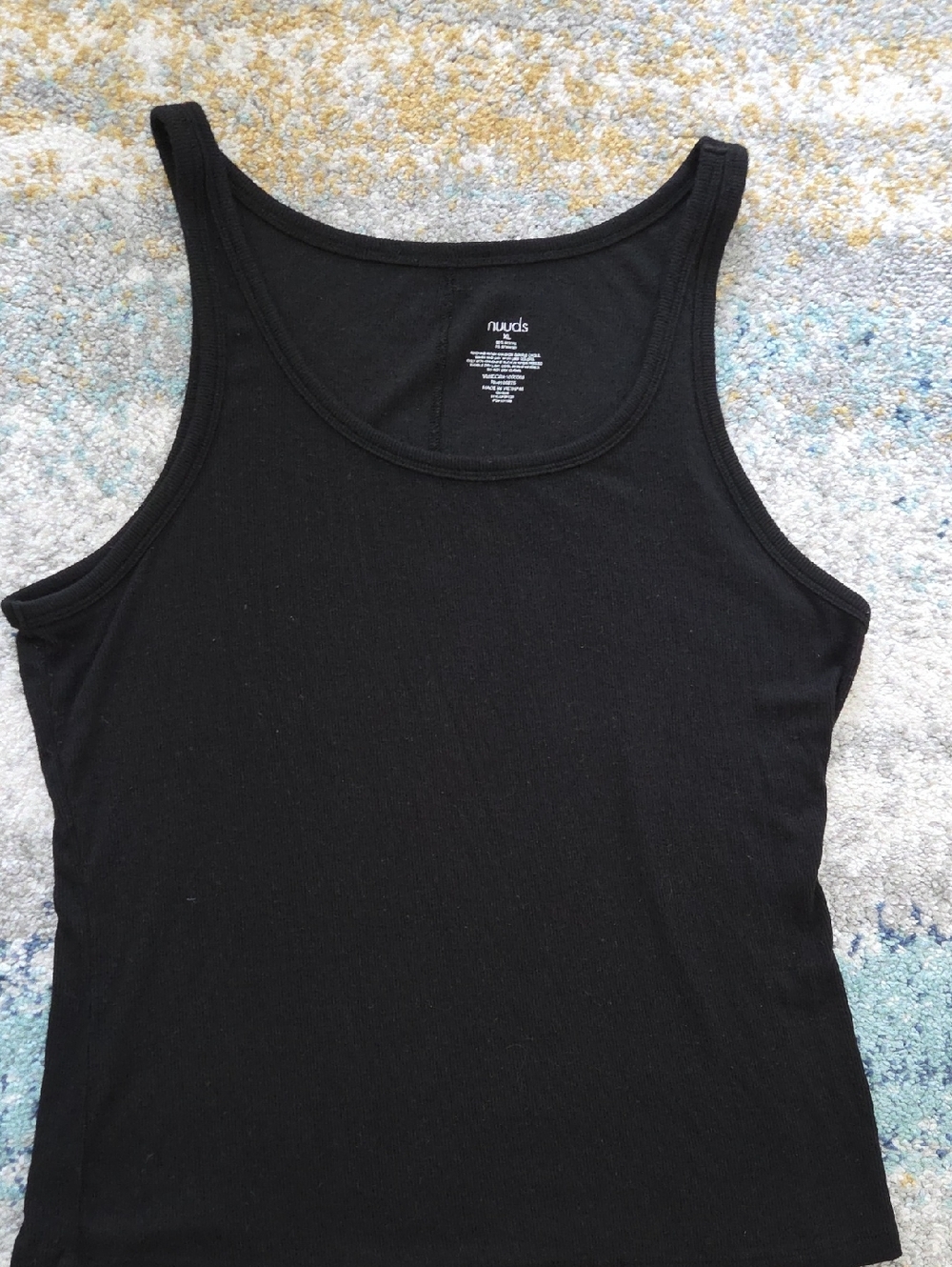nuuds Slinky Rib Black Tank